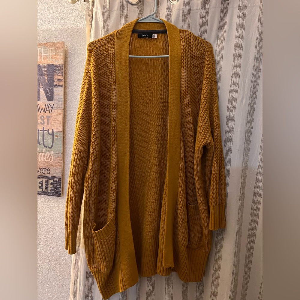 BDG Mustard Open-Front Cardigan